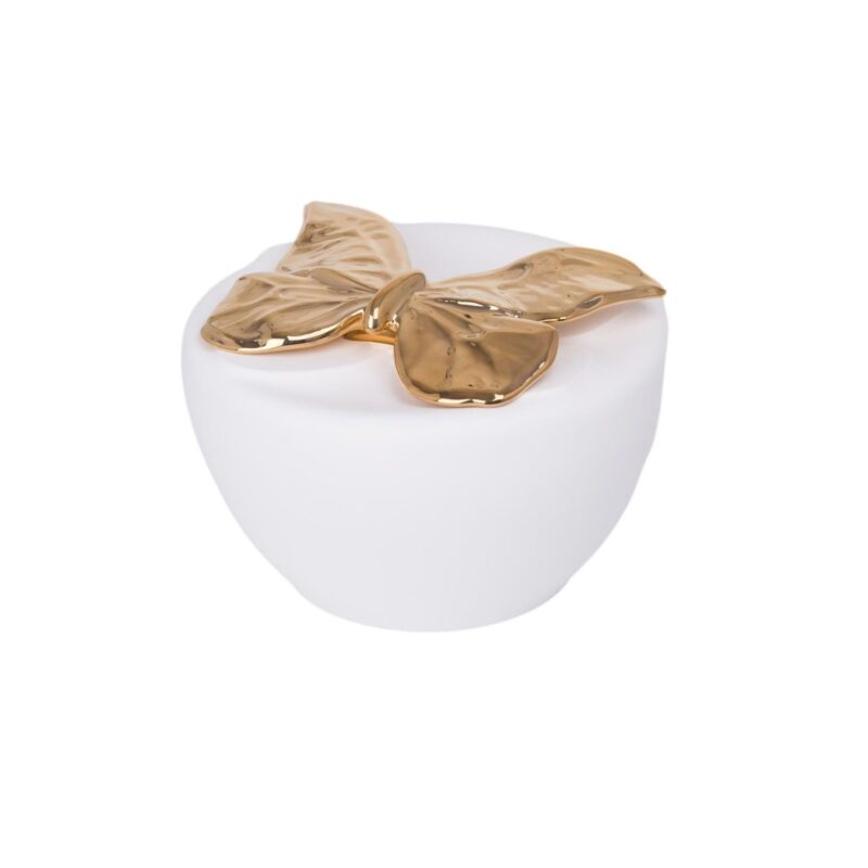 keramik urne mit goldenem schmetterling um8